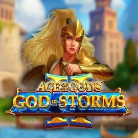 Age Of The Gods: God Of Storms 2 slot logo by Playtech at Goldzino Casino