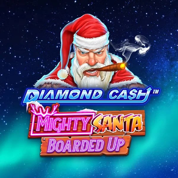 Official Slots logo: Diamond Cash Mighty Santa Boarded Up by Greentube at Goldzino Casino